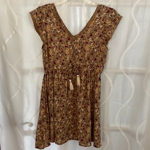 Angie Girls Tan Floral Print Dress, XL